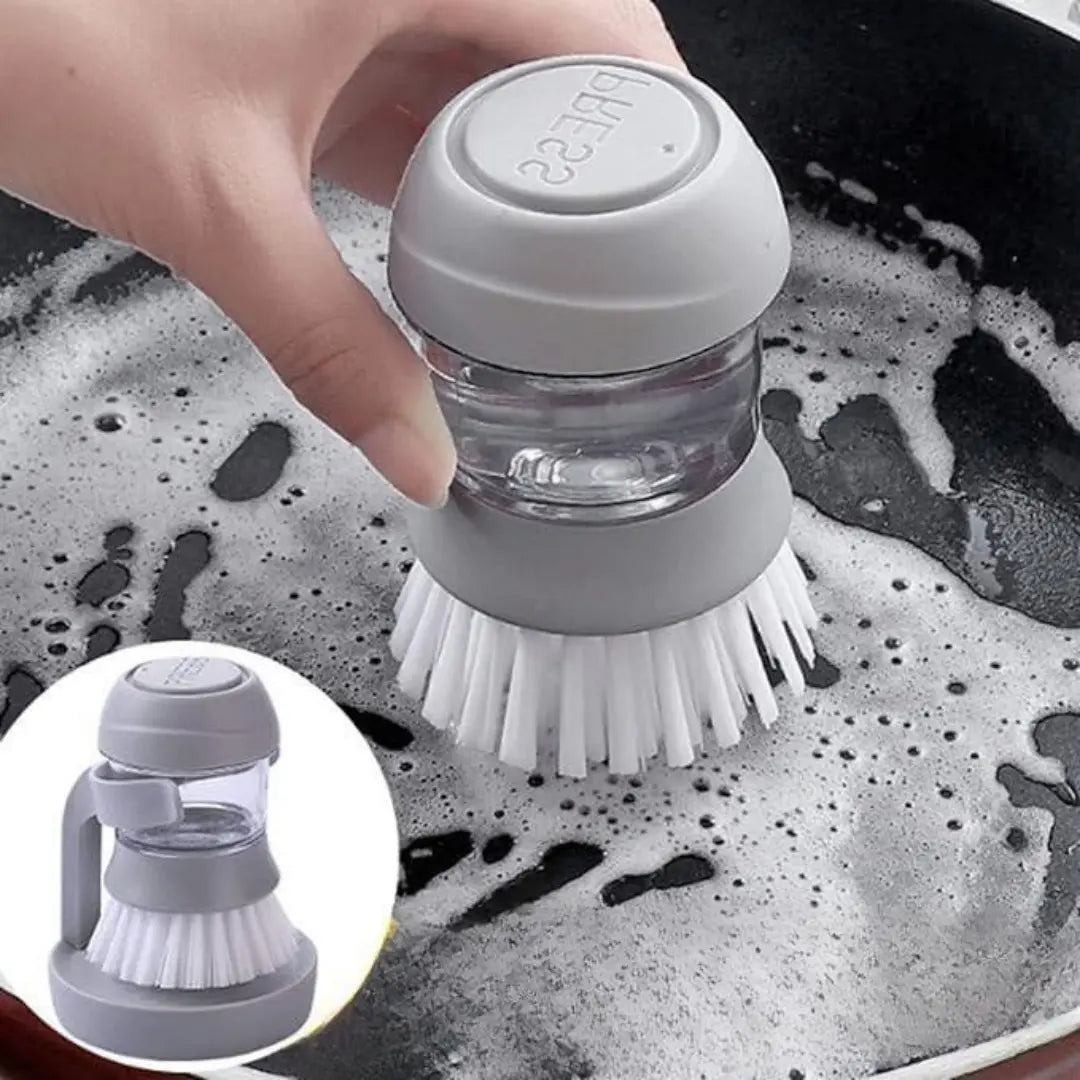 Cepillo para fregar platos con Dispensador de jabón y Soporte secado rápido Gris Dropea