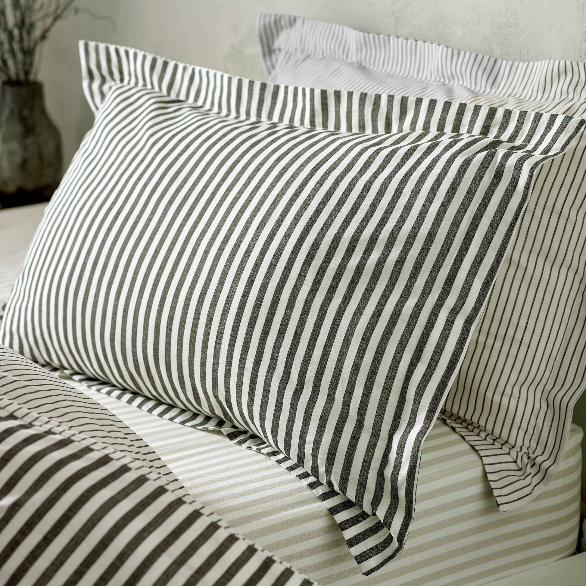Juego de funda nórdica de algodón Hebden Mélange Stripe