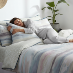 Juego de funda nórdica reversible en algodón + 2 fundas de almohada Landscape Seafoam Appletree Loft