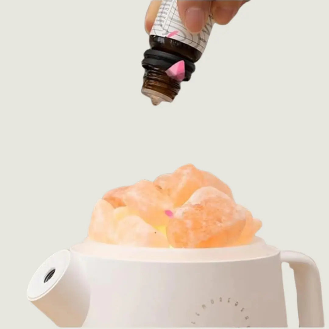 Humidificador Tetera Mágica Lámpara con Sal del Himalaya 360 ml Dropea