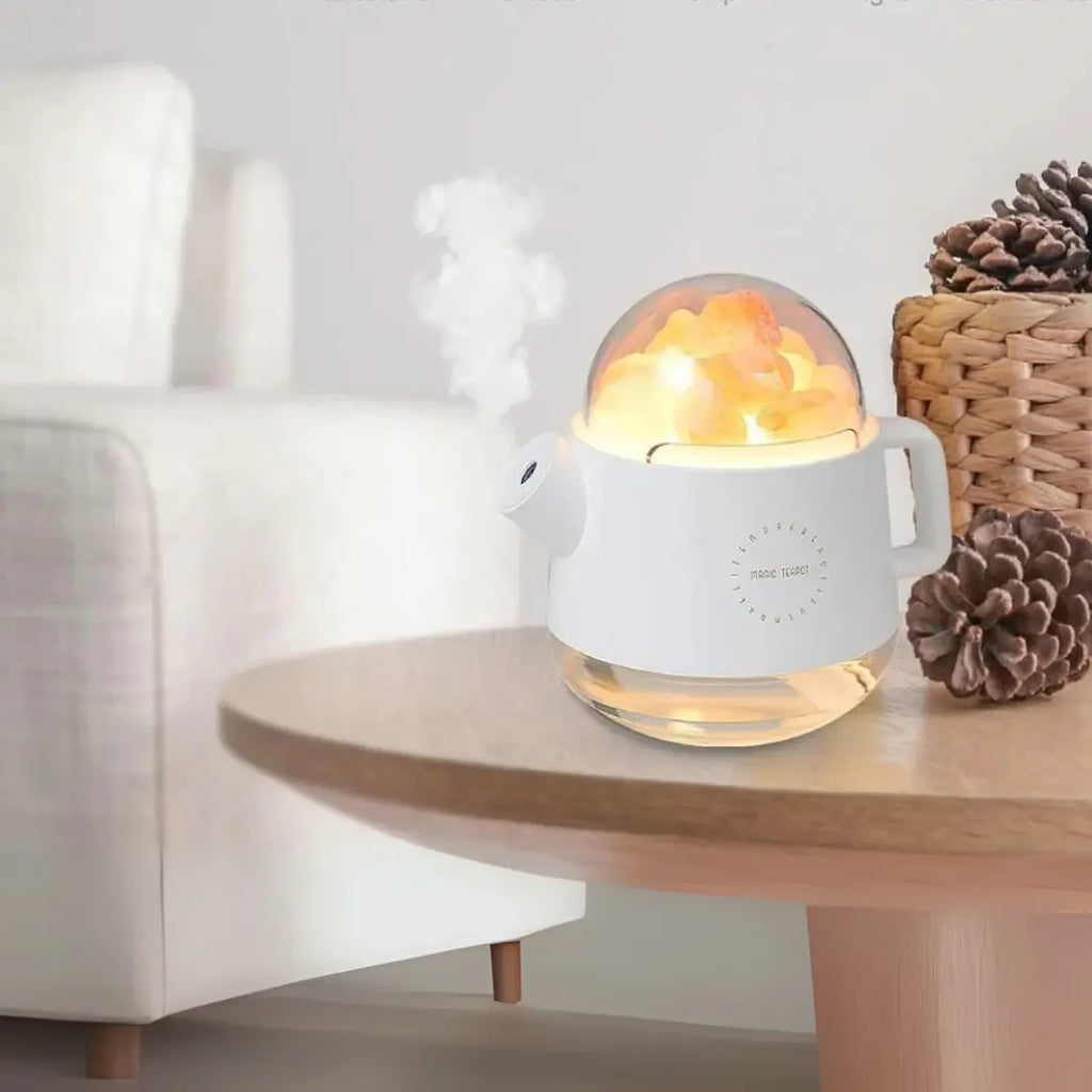 Humidificador Tetera Mágica Lámpara con Sal del Himalaya 360 ml Dropea