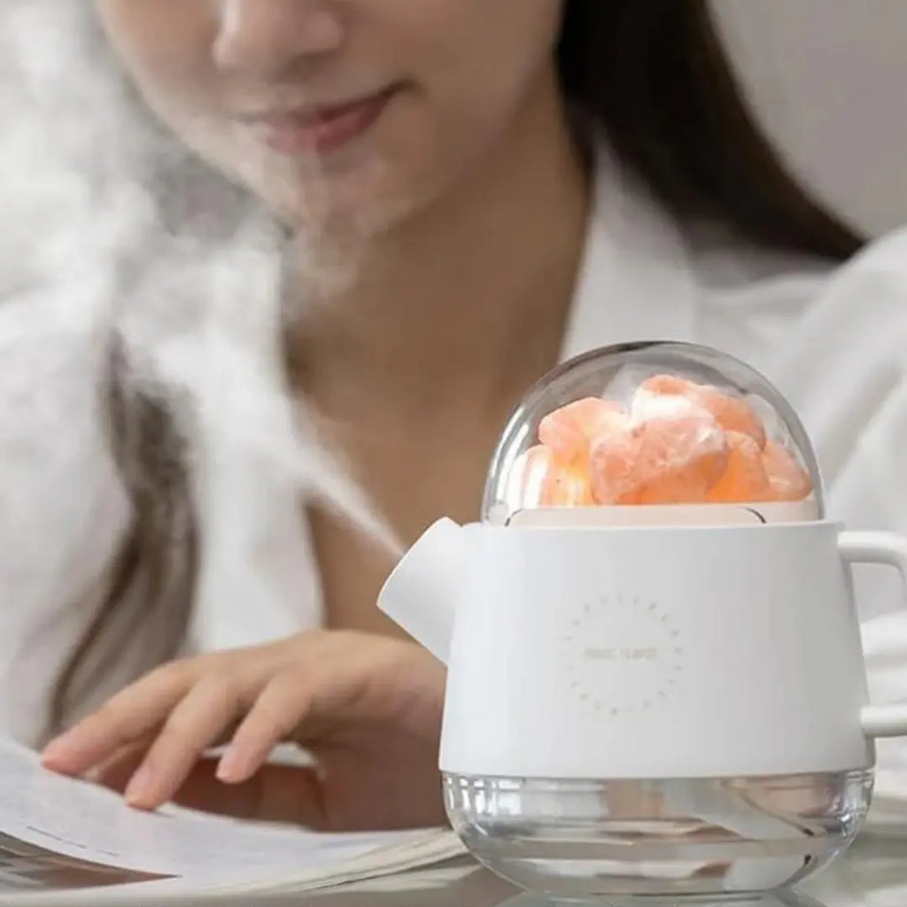 Humidificador Tetera Mágica Lámpara con Sal del Himalaya 360 ml Dropea
