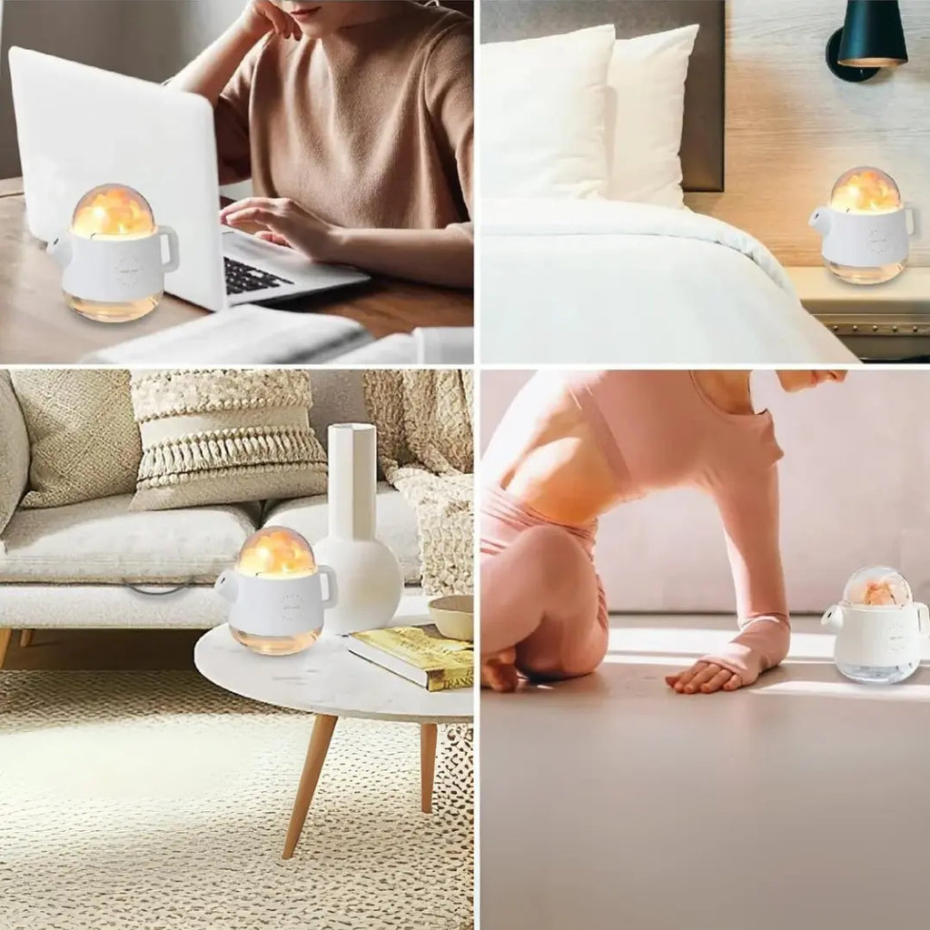 Humidificador Tetera Mágica Lámpara con Sal del Himalaya 360 ml Dropea