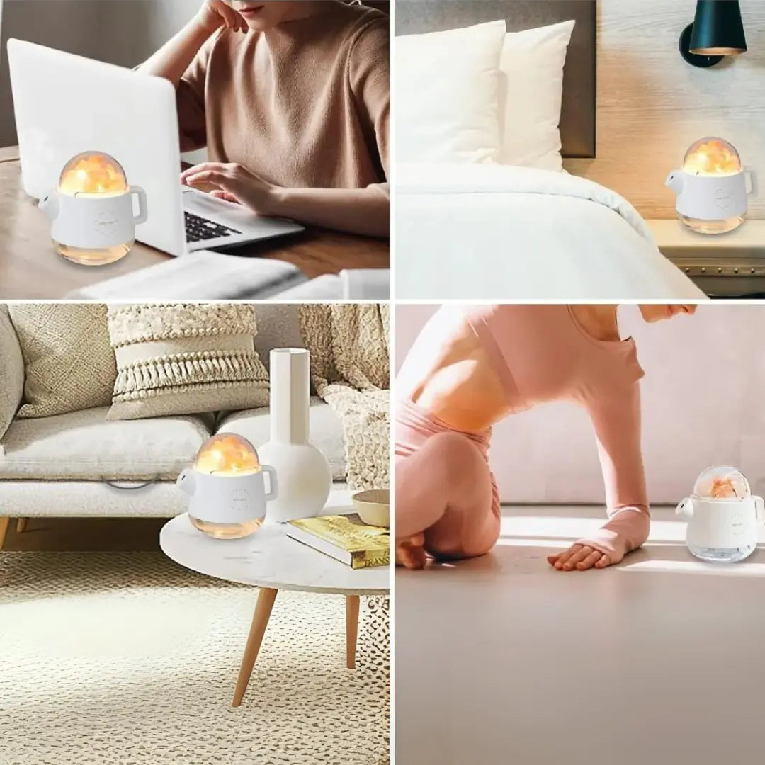 Humidificador Tetera Mágica Lámpara con Sal del Himalaya 360 ml Dropea
