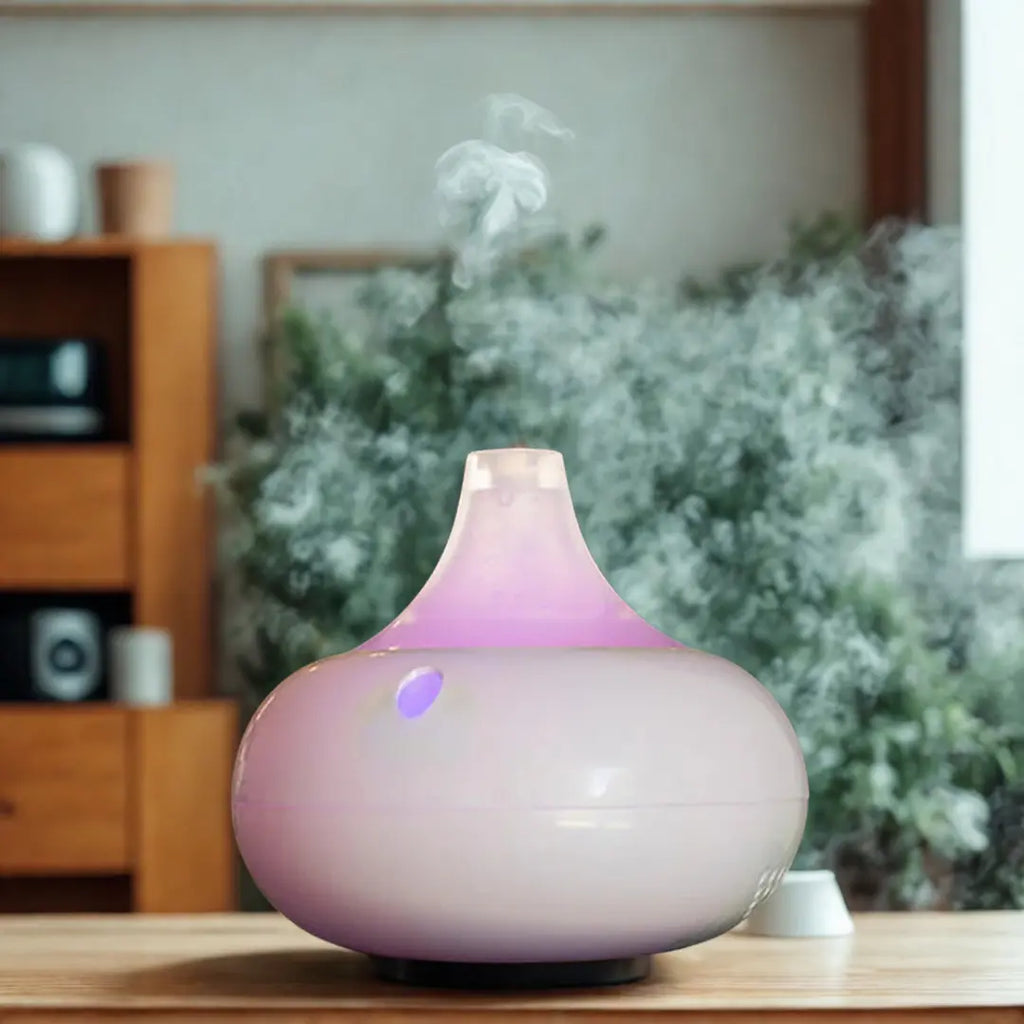 Humidificador Difusor de Aromas WT‑203 con LED Multicolor y 3 Aceites Esenciales – 80 ml Dropea