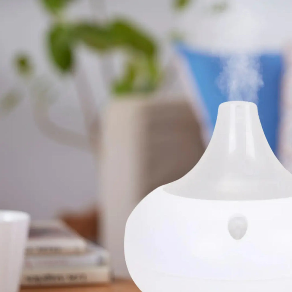 Humidificador Difusor de Aromas WT‑203 con LED Multicolor y 3 Aceites Esenciales – 80 ml Dropea