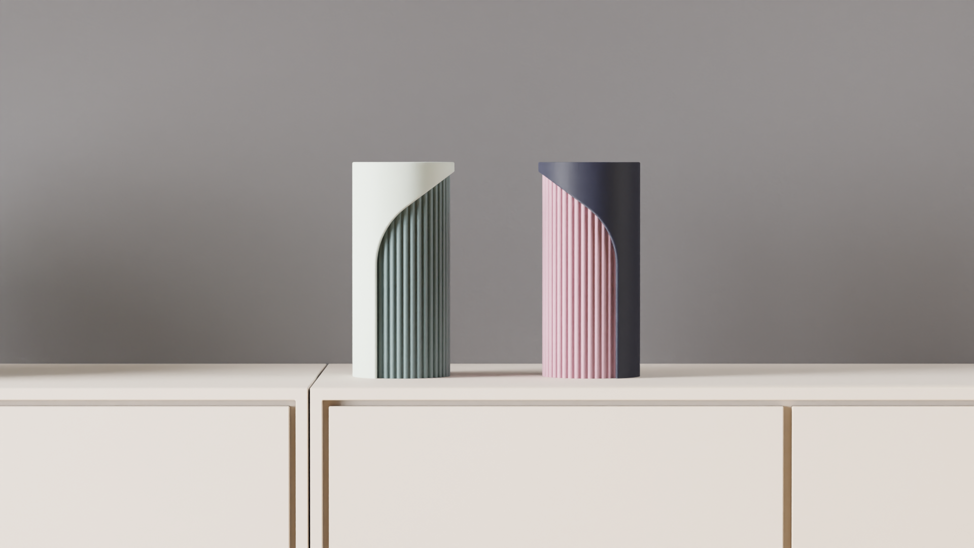 Jarrón Decorativo Minimalista rayas verticales de Dos Tonos