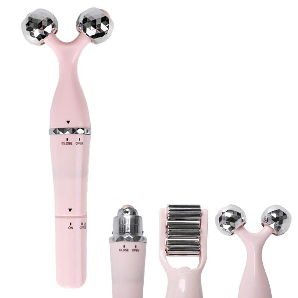 Rodillo Masajeador Facial 3 en 1 con sus 3 cabezales