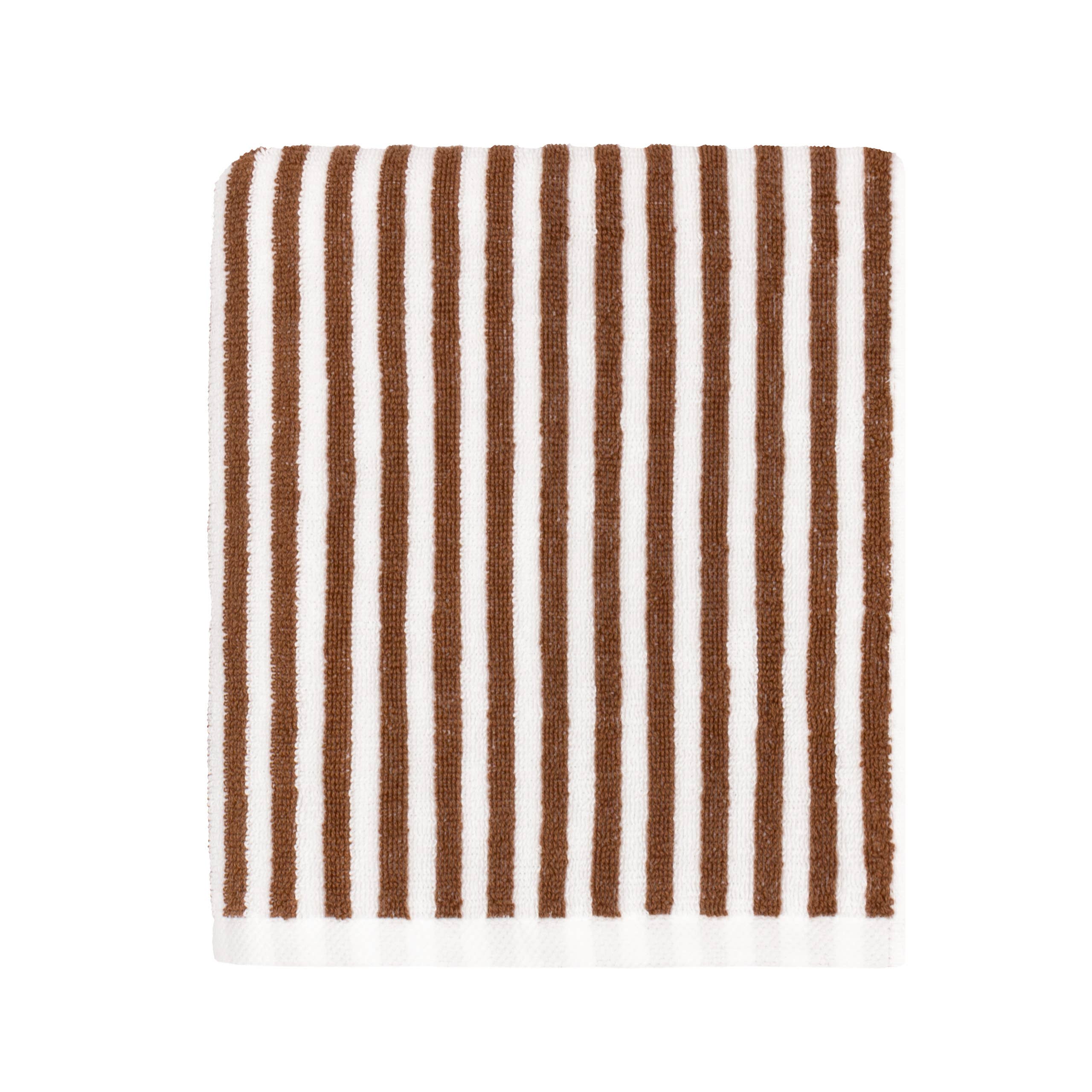 Toalla de baño a rayas en algodón Pecan Hebden Stripe