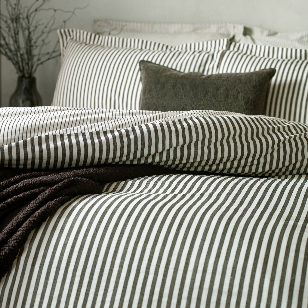 Juego de funda nórdica de algodón Hebden Mélange Stripe