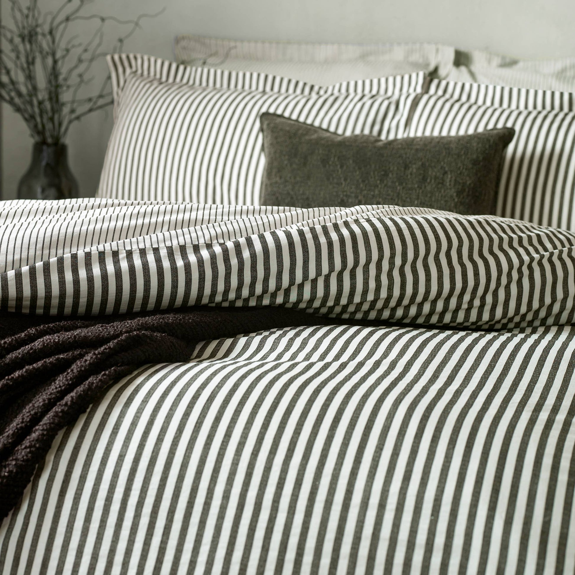 Juego de funda nórdica de algodón Hebden Mélange Stripe