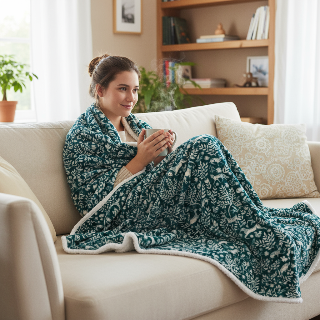 Manta de Forro Polar Sherpa Skandi Woodland