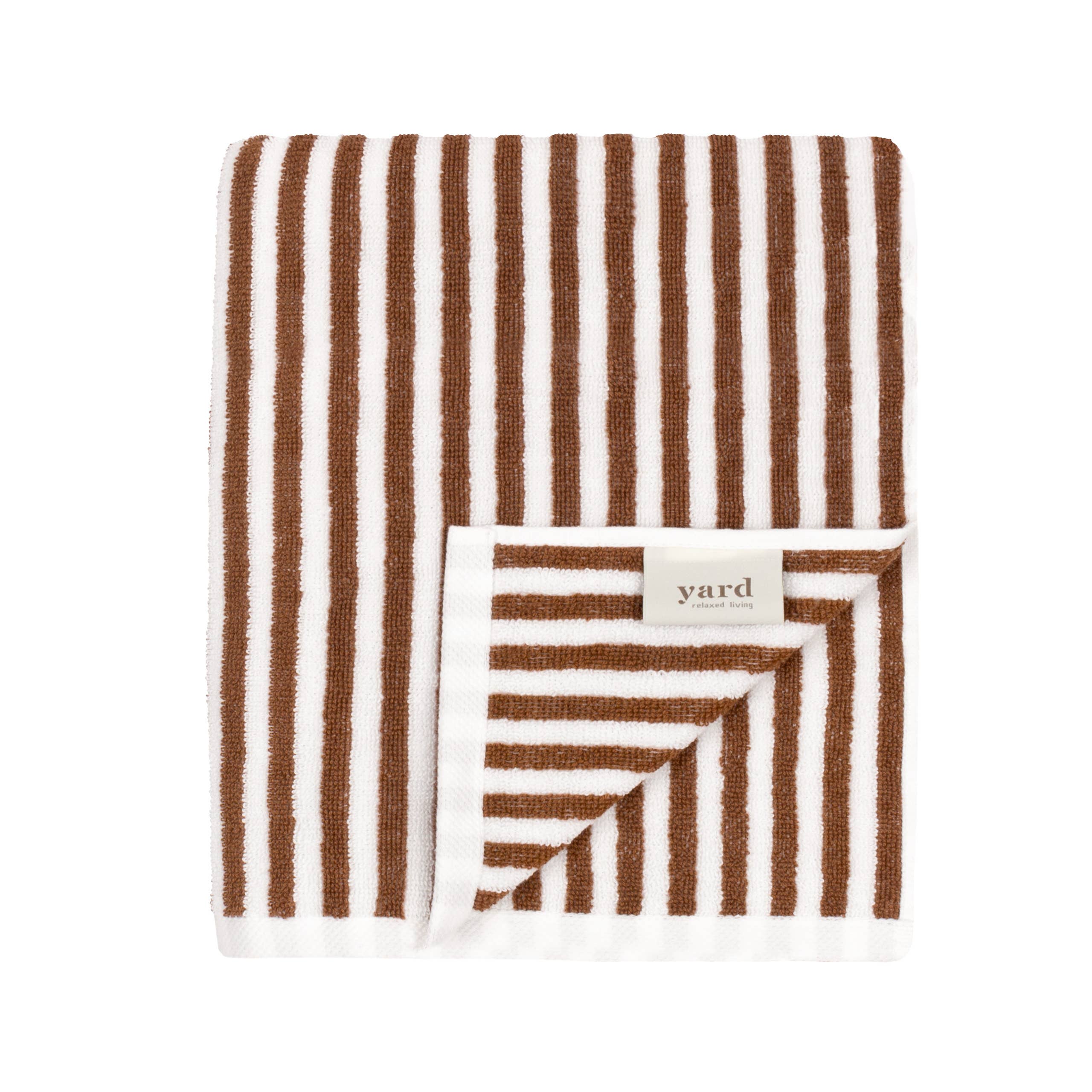 Toalla de baño a rayas en algodón Pecan Hebden Stripe