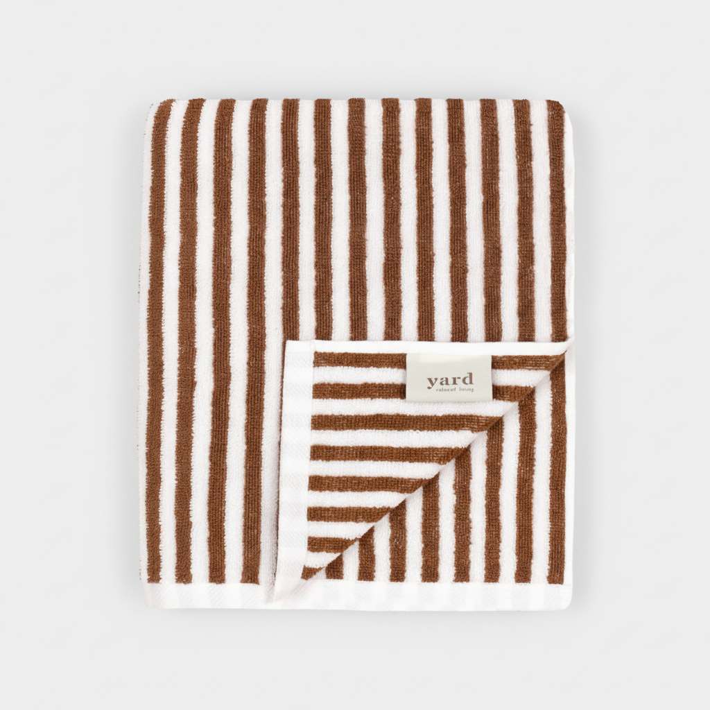 Toalla de baño a rayas en algodón Pacana Hebden