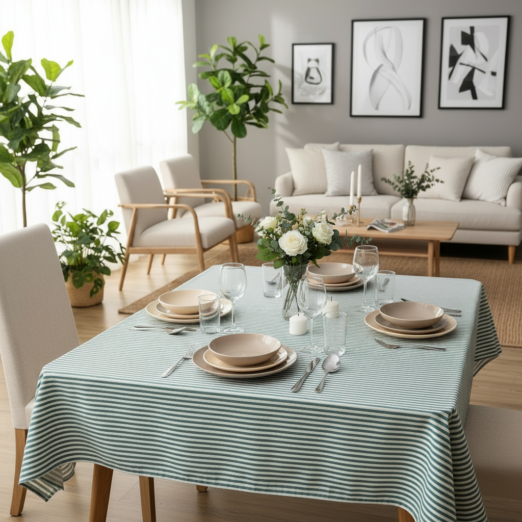 Mantel antimanchas de algodón impermeable rayas ARENZA