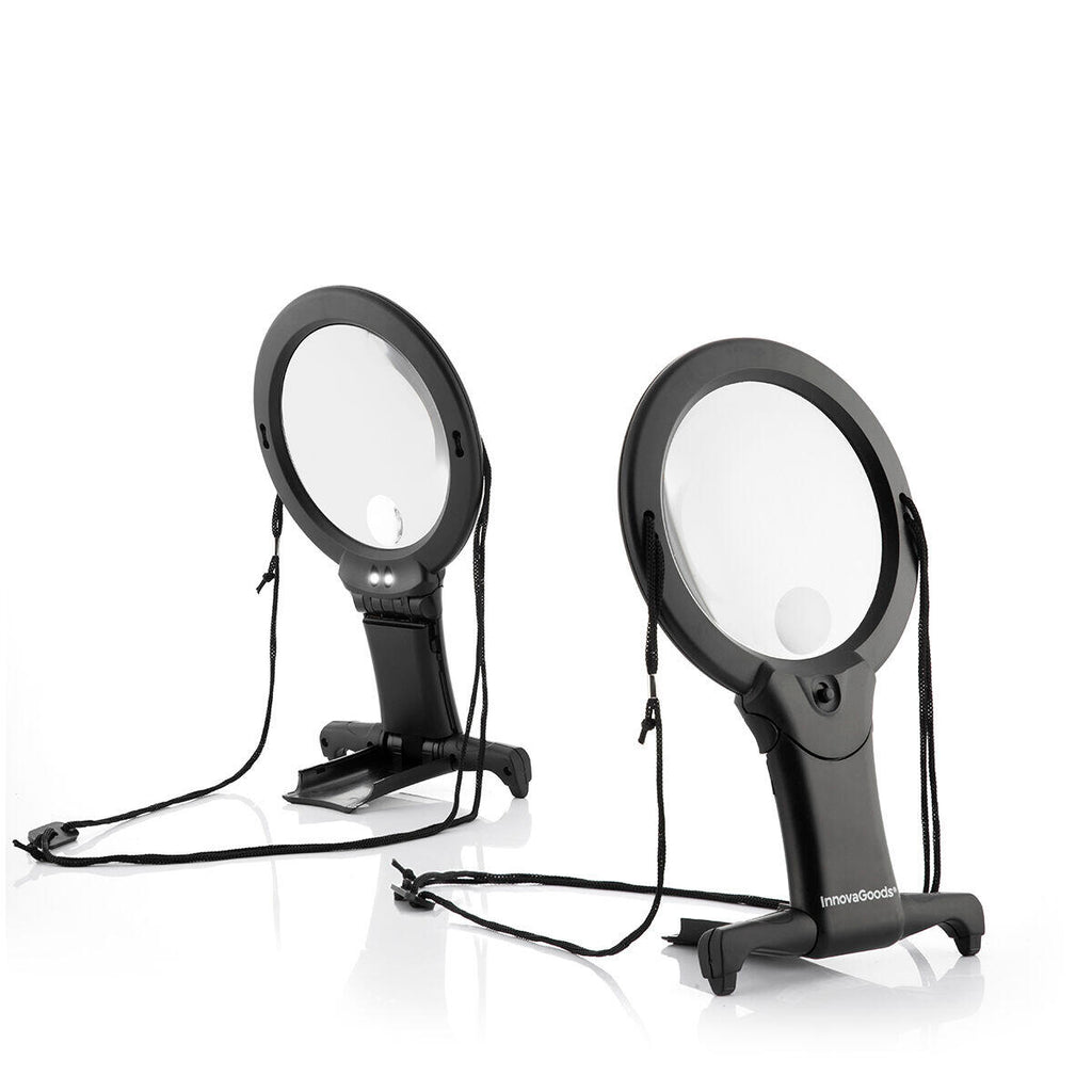 Lupa con luz LED vista frontal y vista trasera