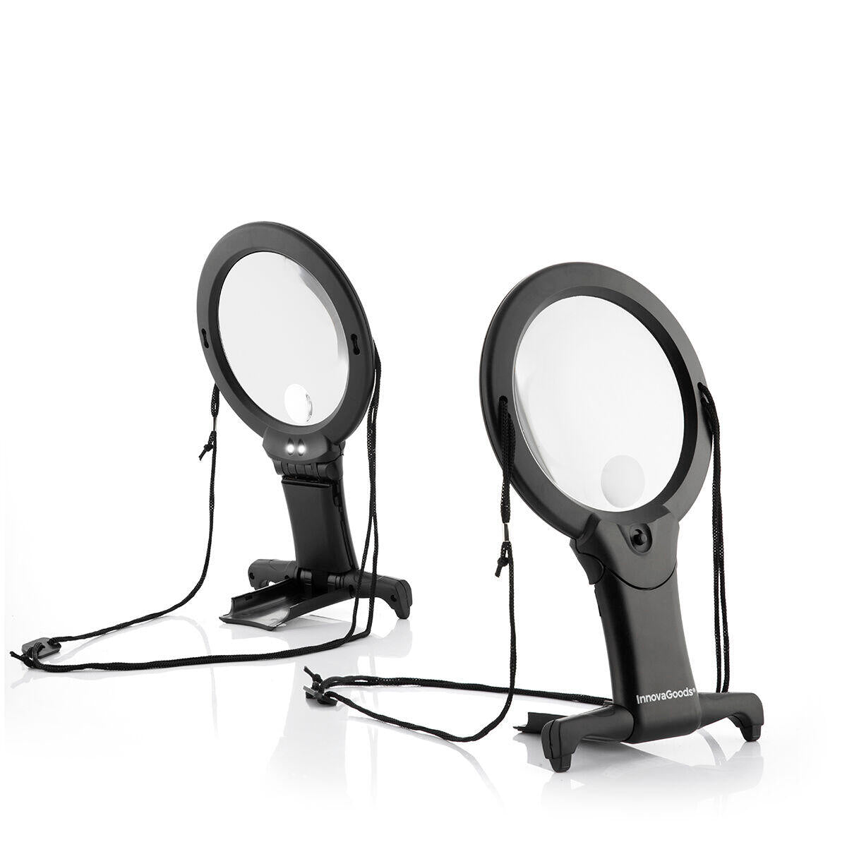 Lupa con luz LED vista frontal y vista trasera