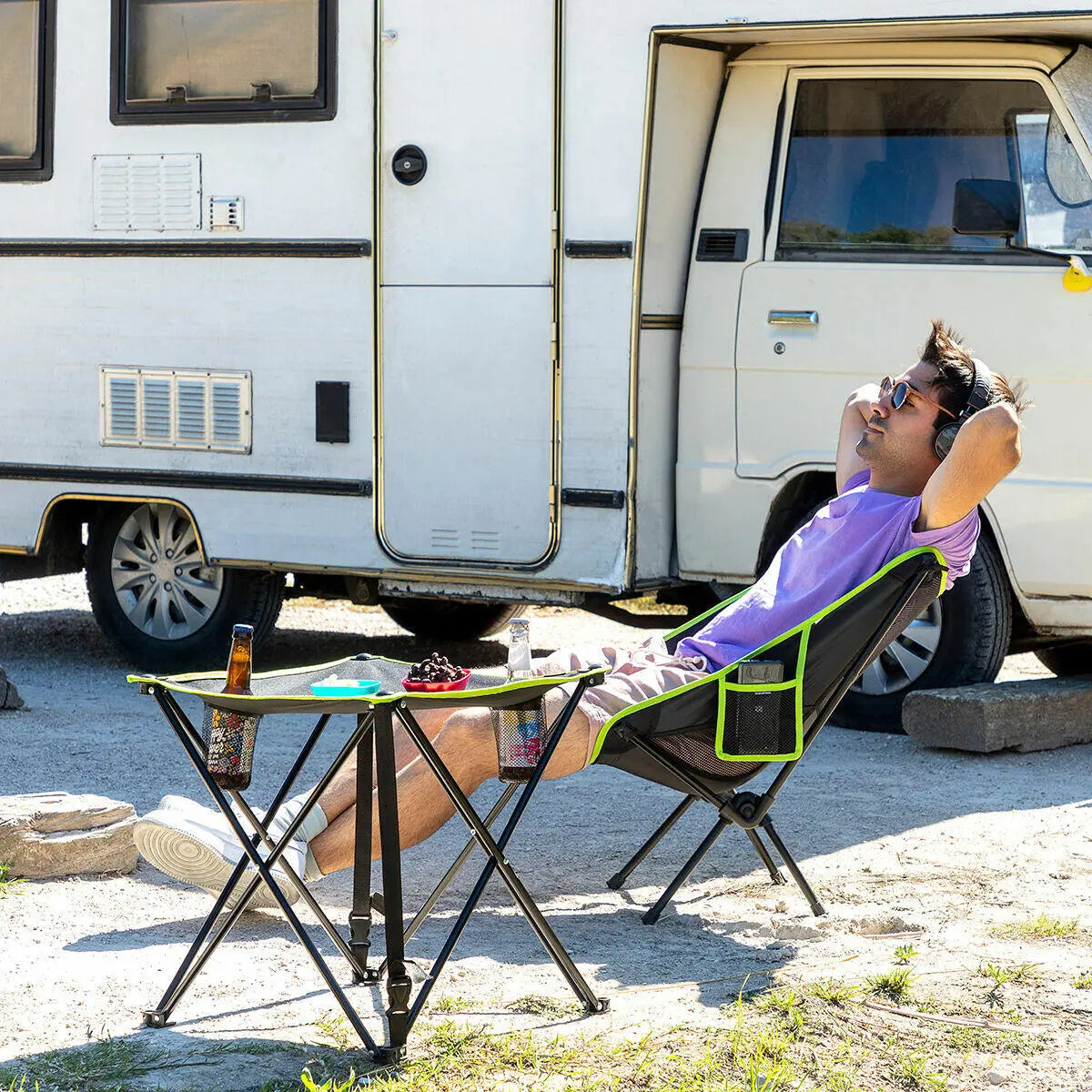 Mesa de Camping Textil Plegable con Funda Cafolby - InnovaGoods Dropea