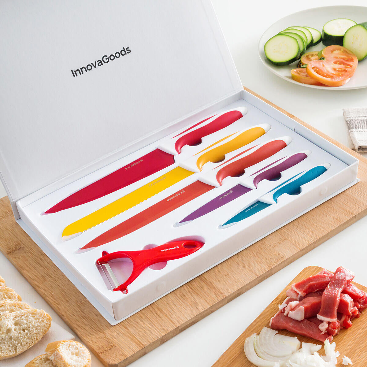 Juego de Cuchillos Cerámicos y Pelador Knoolvs 6 Piezas - InnovaGoods
