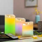 Velas LED Multicolor Efecto Llama con Mando Lendles 3 Unidades - InnovaGoods