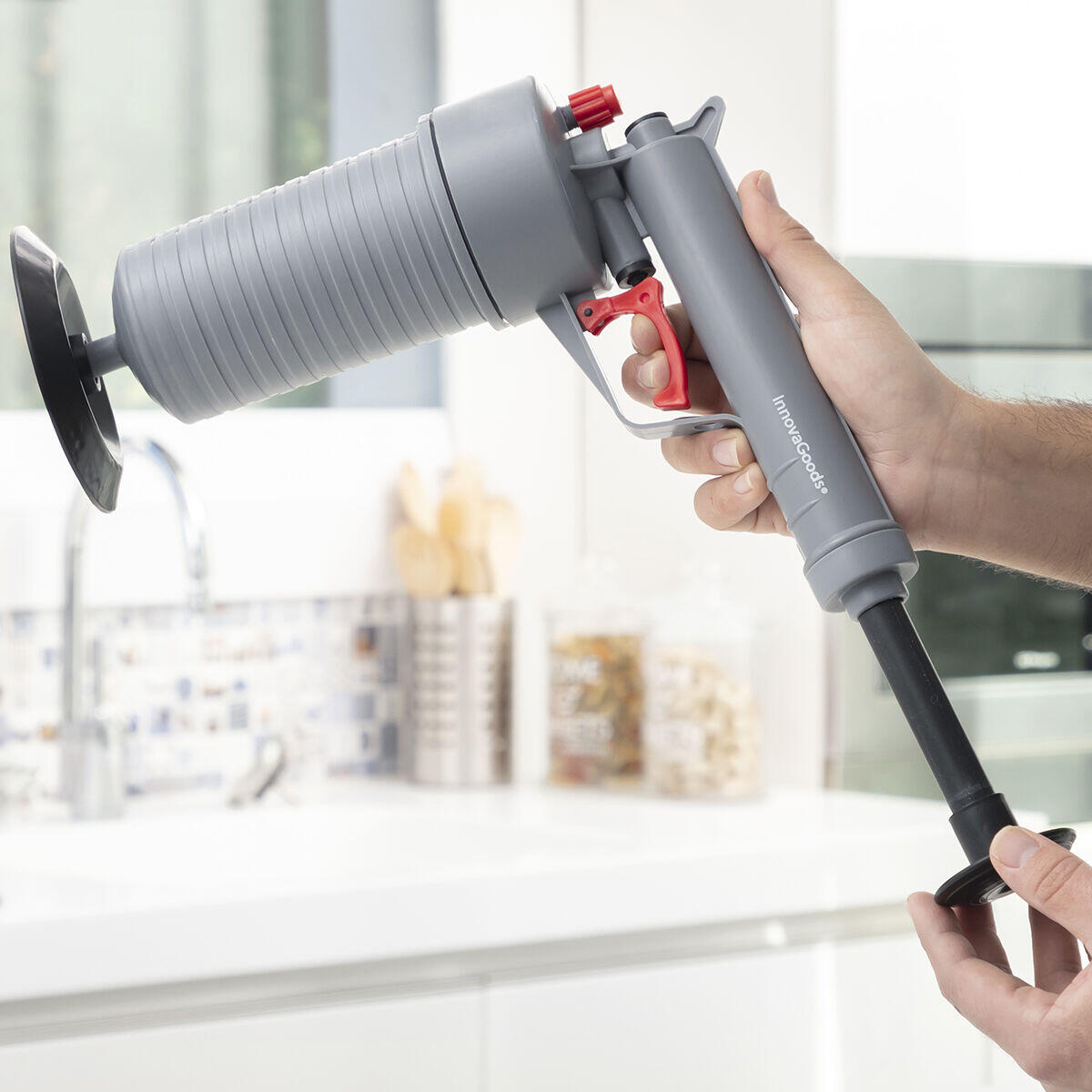 Pistola Desatascadora de Aire Comprimido Universal con Adaptadores KlinGun - InnovaGoods