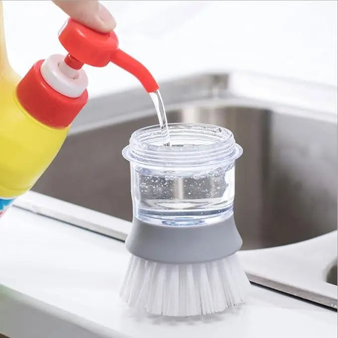Cepillo para fregar platos con Dispensador de jabón y Soporte secado rápido Gris Dropea