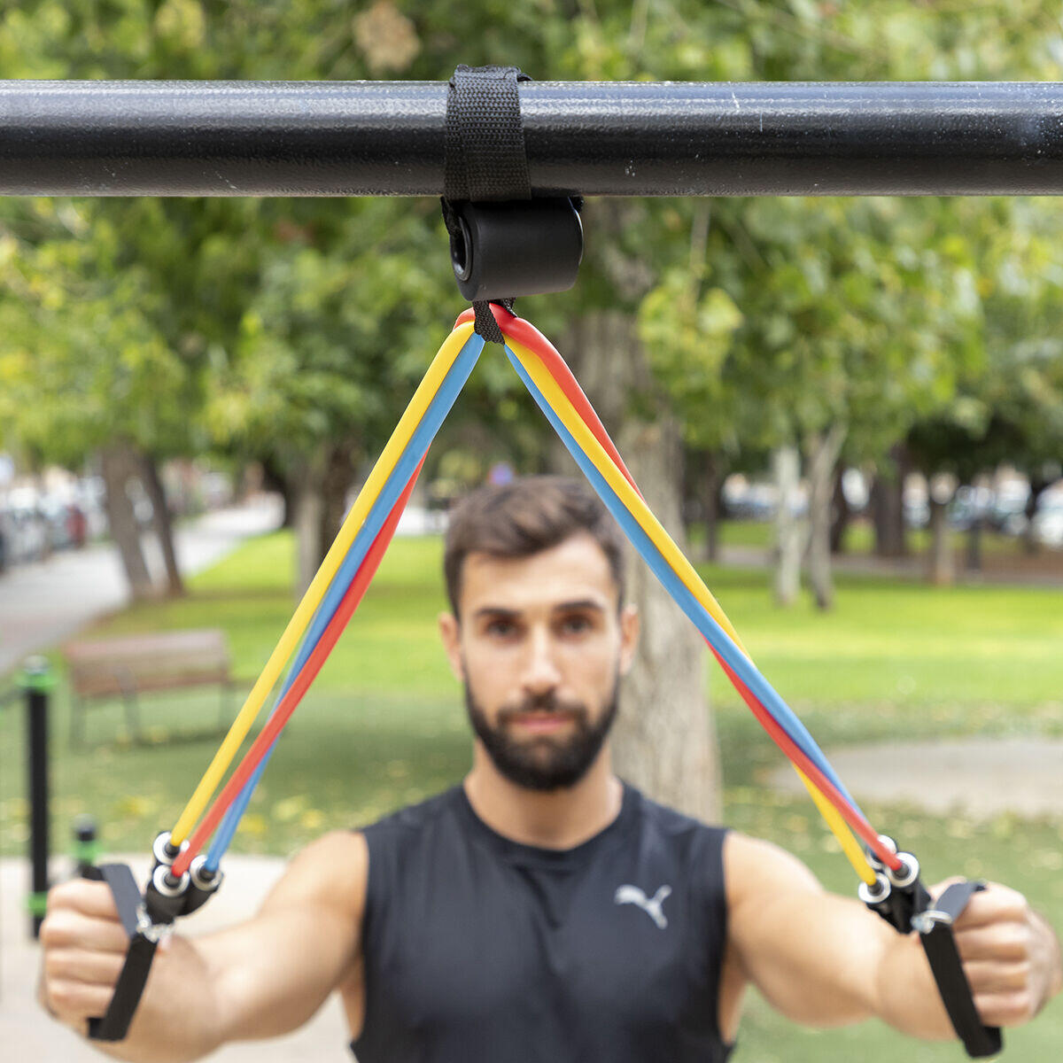 Set de Bandas de Resistencia con Accesorios y Guía de Ejercicios Rebainer 5 Unidades - InnovaGoods