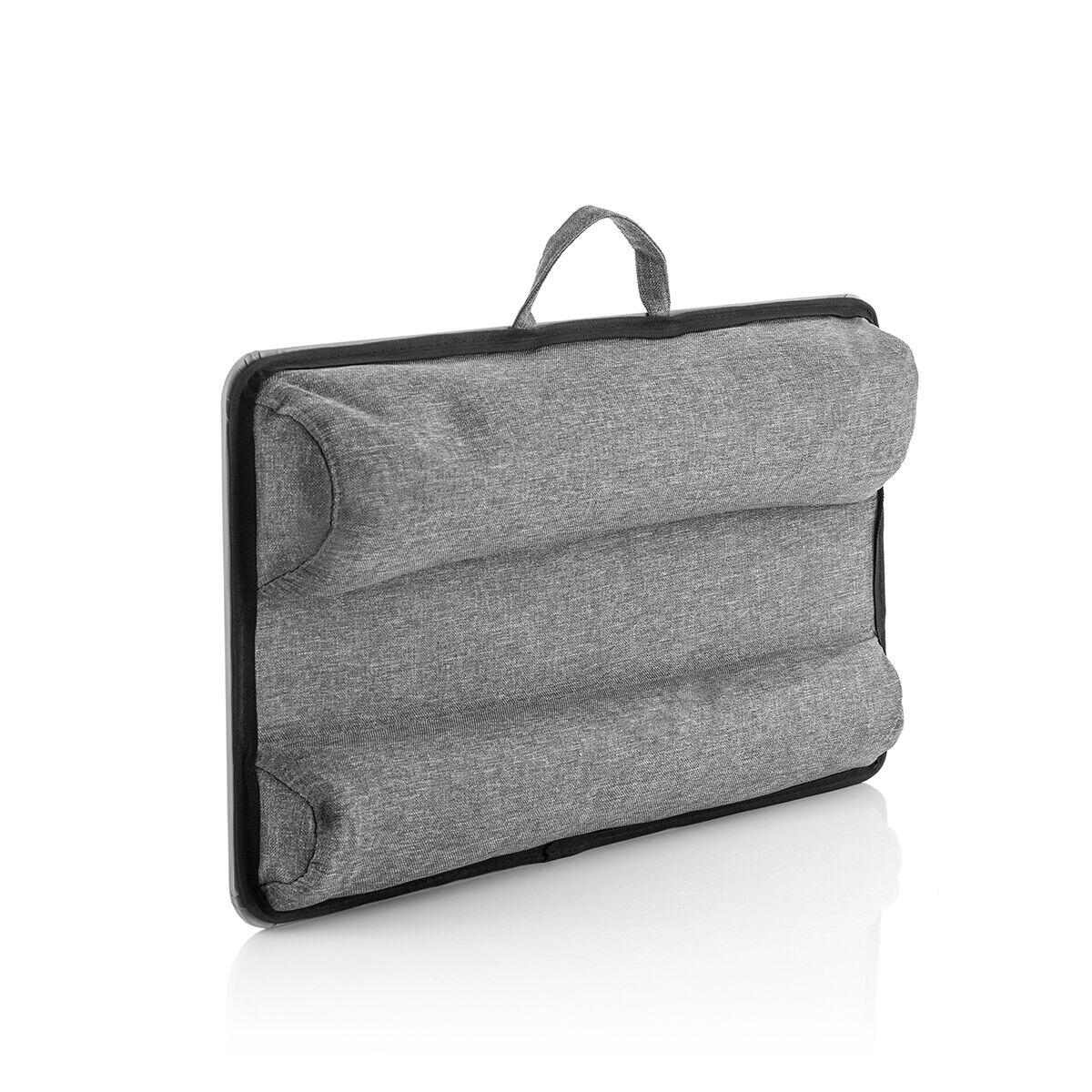 Escritorio portátil XL Deskion para ordenador con cojín, color gris, vista trasera