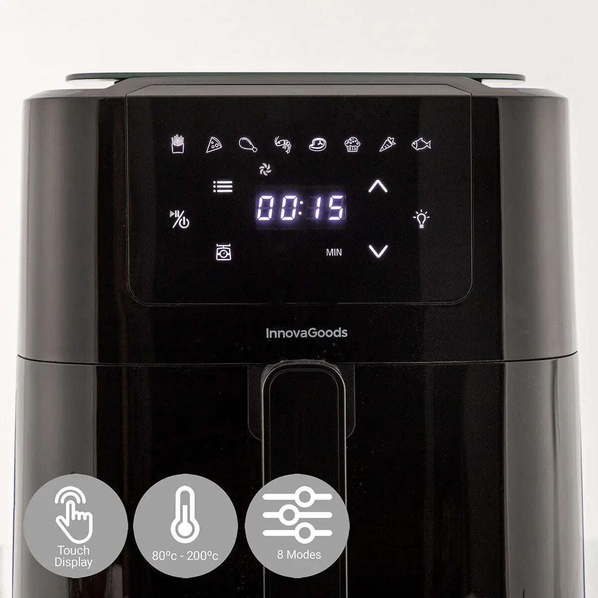 Freidora de Aire 5L Fryinn Balance 5000 con Báscula y Recetario , Acero Inoxidable y Pantalla Táctil Negro 1500W- InnovaGoods Dropea
