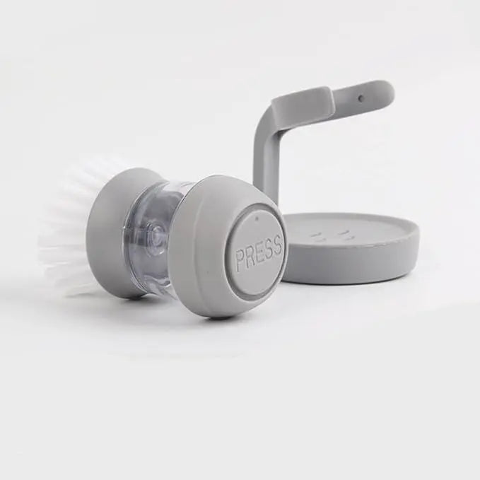 Cepillo para fregar platos con Dispensador de jabón y Soporte secado rápido Gris Dropea