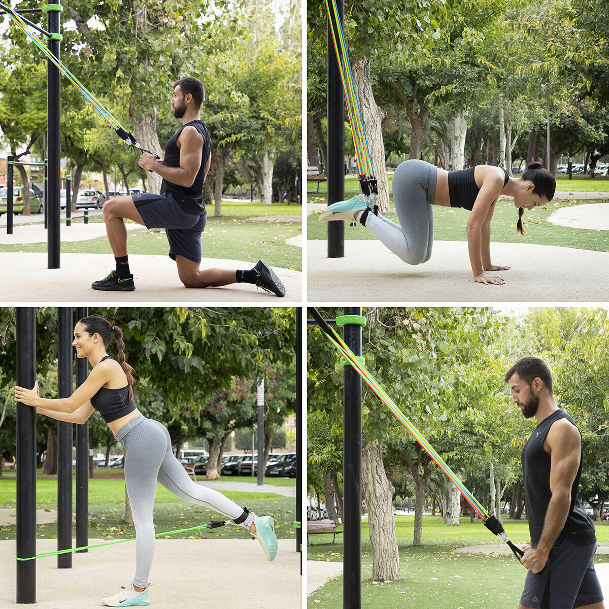 Set de Bandas de Resistencia con Accesorios y Guía de Ejercicios Rebainer 5 Unidades - InnovaGoods