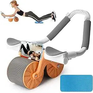 Rodillo de Entrenamiento para Abdominales con Soporte para Codos , Doble Rueda y Alfombrilla Antideslizante Dropea