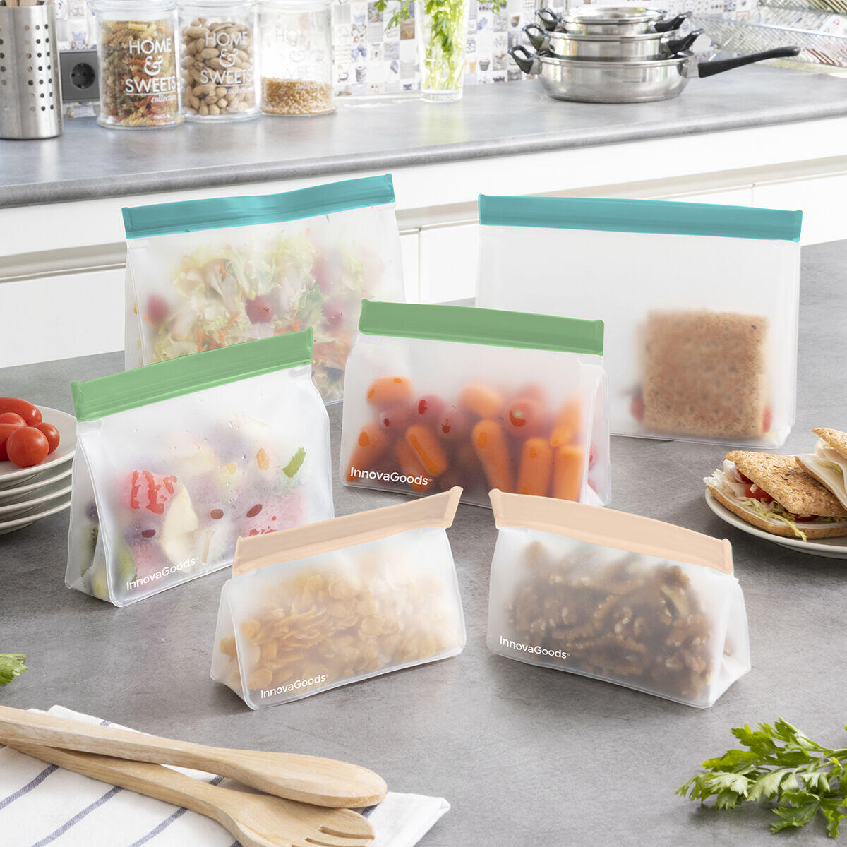 Set de Bolsas Reutilizables Herméticas Zags 6 Unidades - InnovaGoods