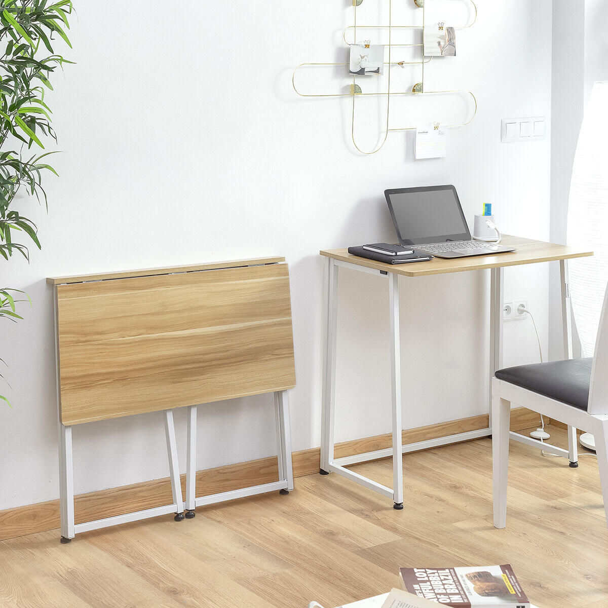 Escritorio Plegable Dolenkaf modo plegado y modo escritorio