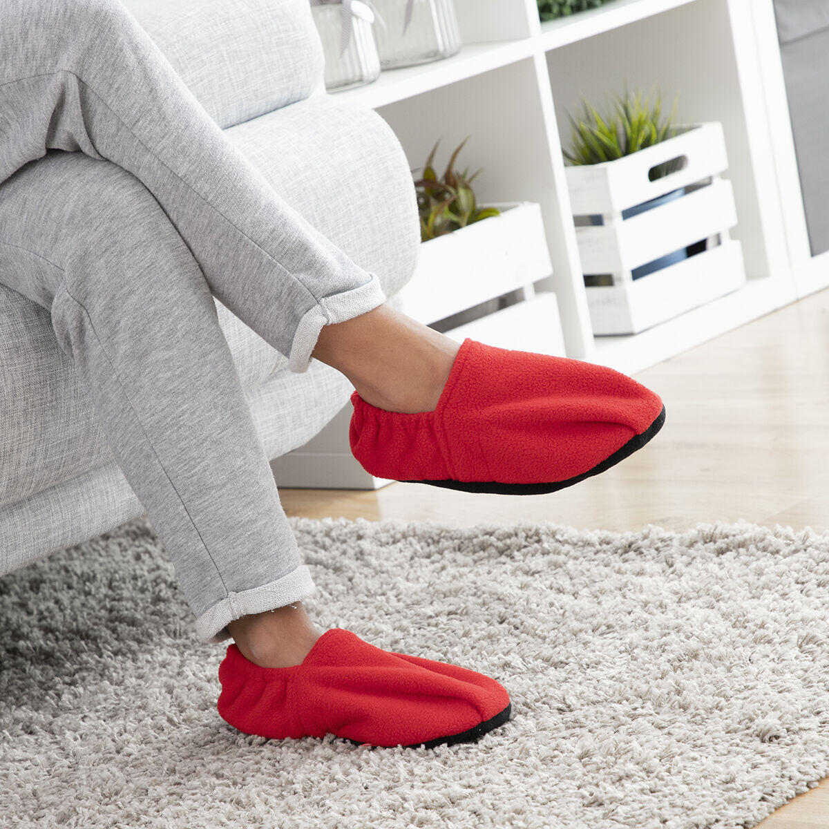 Zapatillas de Casa Calentables en Microondas Rojo - InnovaGoods