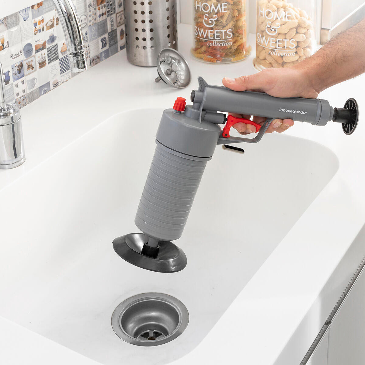 Pistola Desatascadora de Aire Comprimido Universal con Adaptadores KlinGun - InnovaGoods