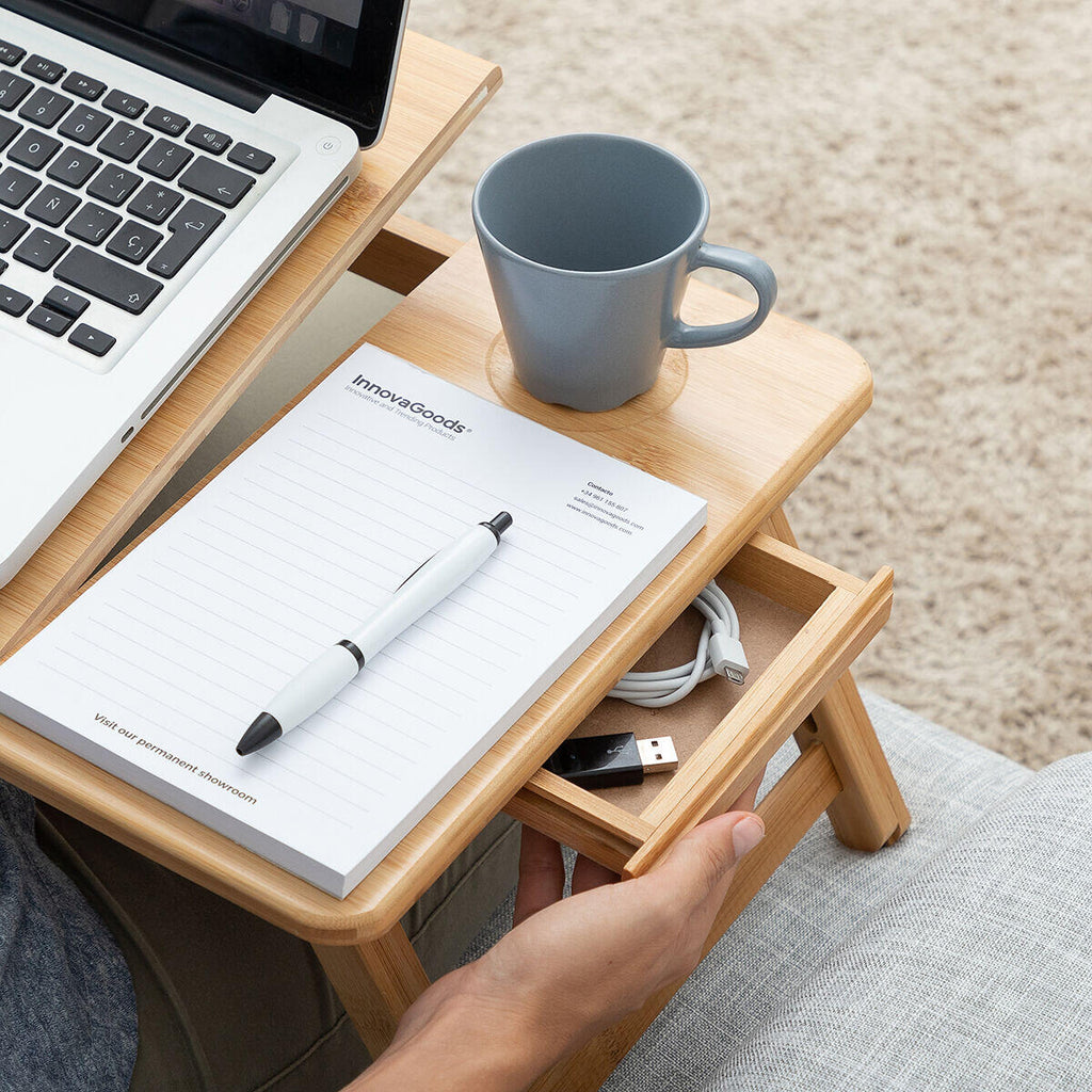 Mesa Plegable Auxiliar de Bambú Lapwood - InnovaGoods