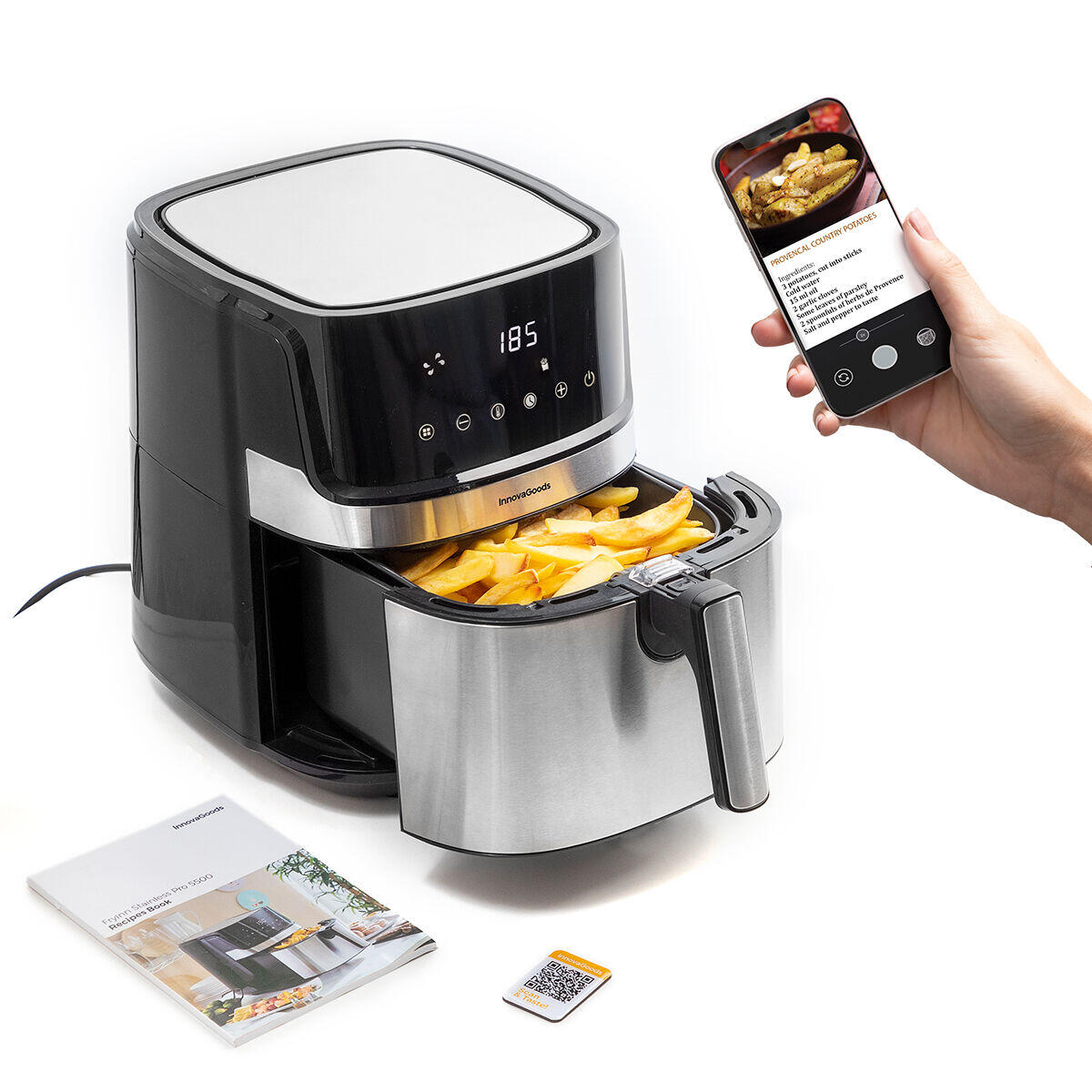 Freidora de Aire Fryinn Pro 5500 Negro 1700 W 5,5 L Acero Inoxidable - InnovaGoods