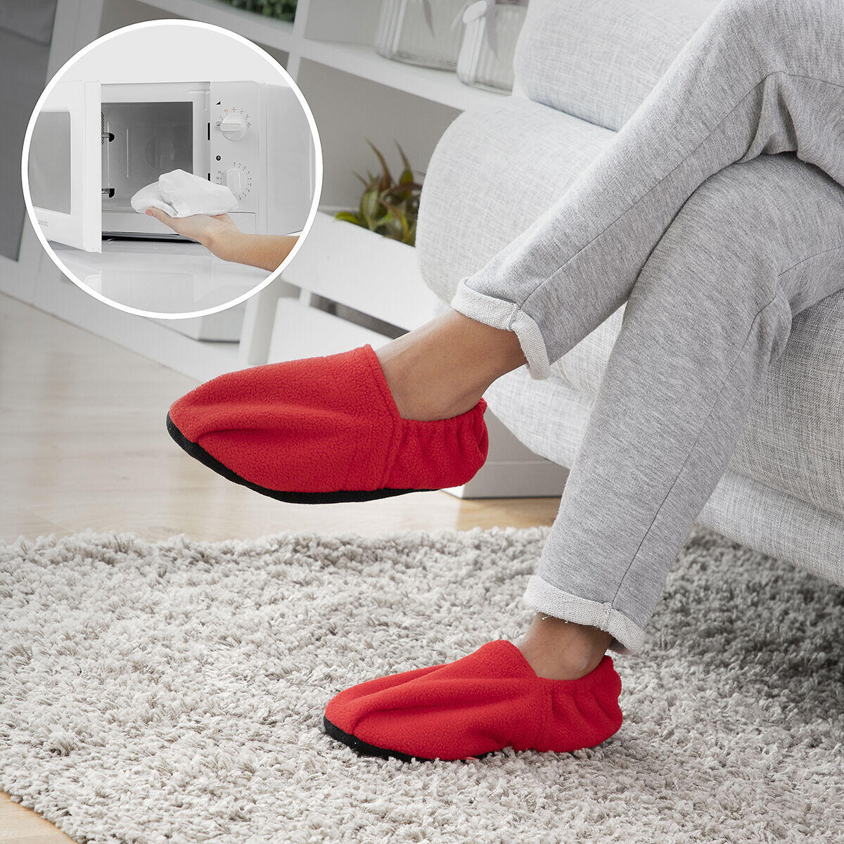 Zapatillas de Casa Calentables en Microondas Rojo - InnovaGoods