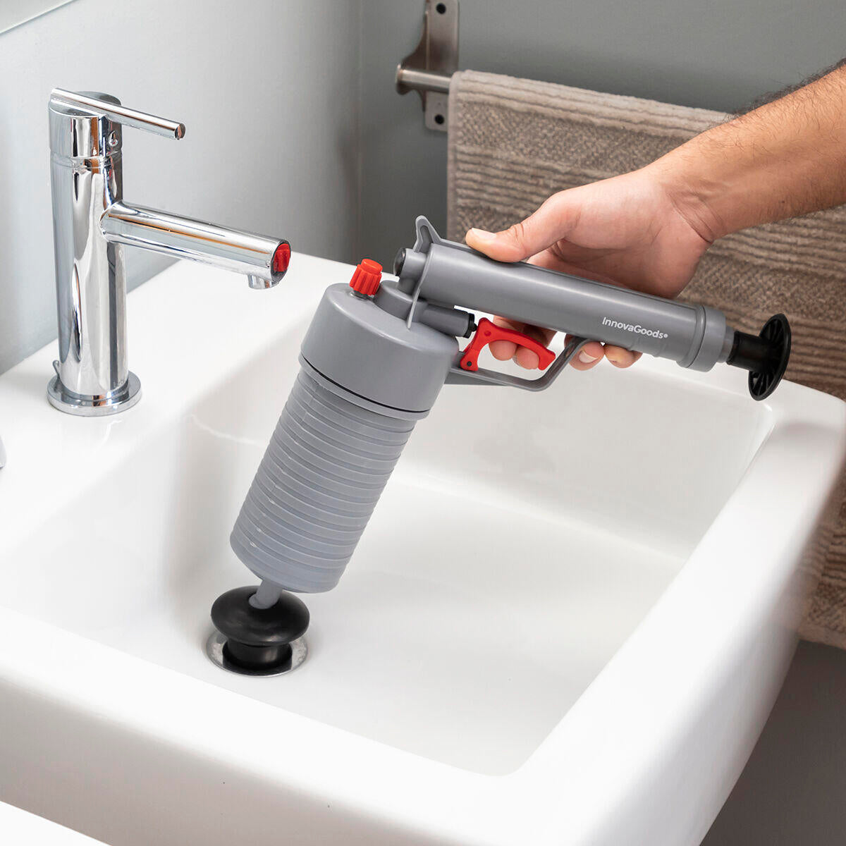 Pistola Desatascadora de Aire Comprimido Universal con Adaptadores KlinGun - InnovaGoods