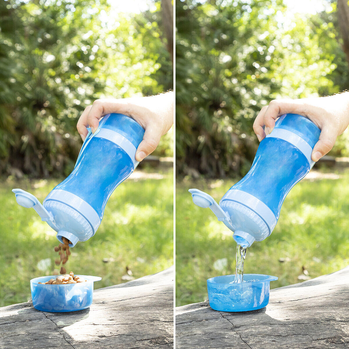 Botella con Depósito de Agua y Comida para Mascotas 2 en 1 Pettap - InnovaGoods