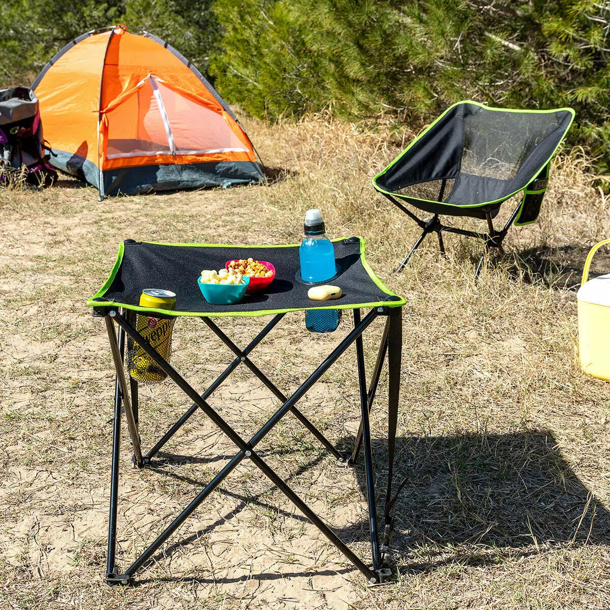 Mesa de Camping Textil Plegable con Funda Cafolby - InnovaGoods Dropea
