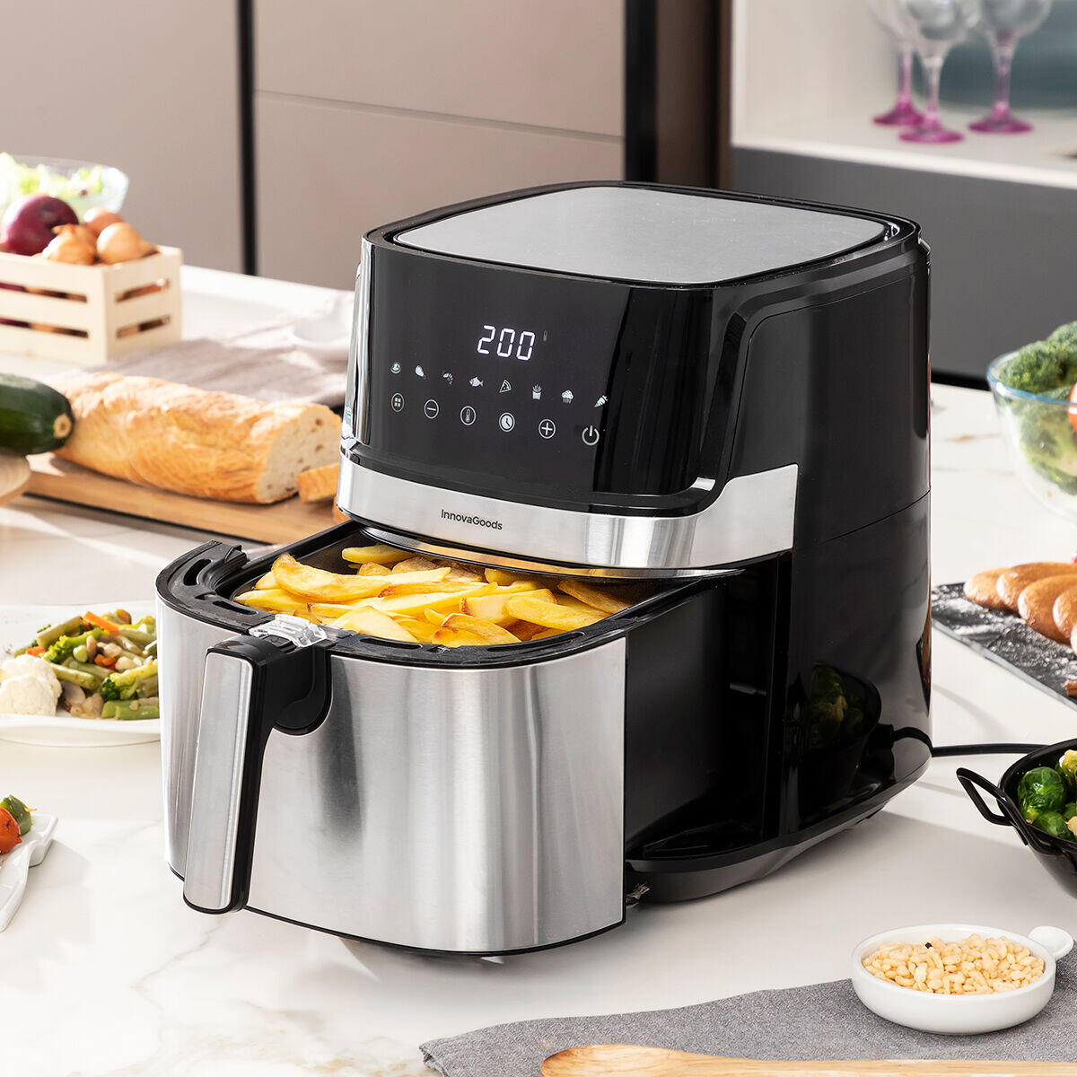 Freidora de Aire Fryinn Pro 5500 Negro 1700 W 5,5 L Acero Inoxidable - InnovaGoods