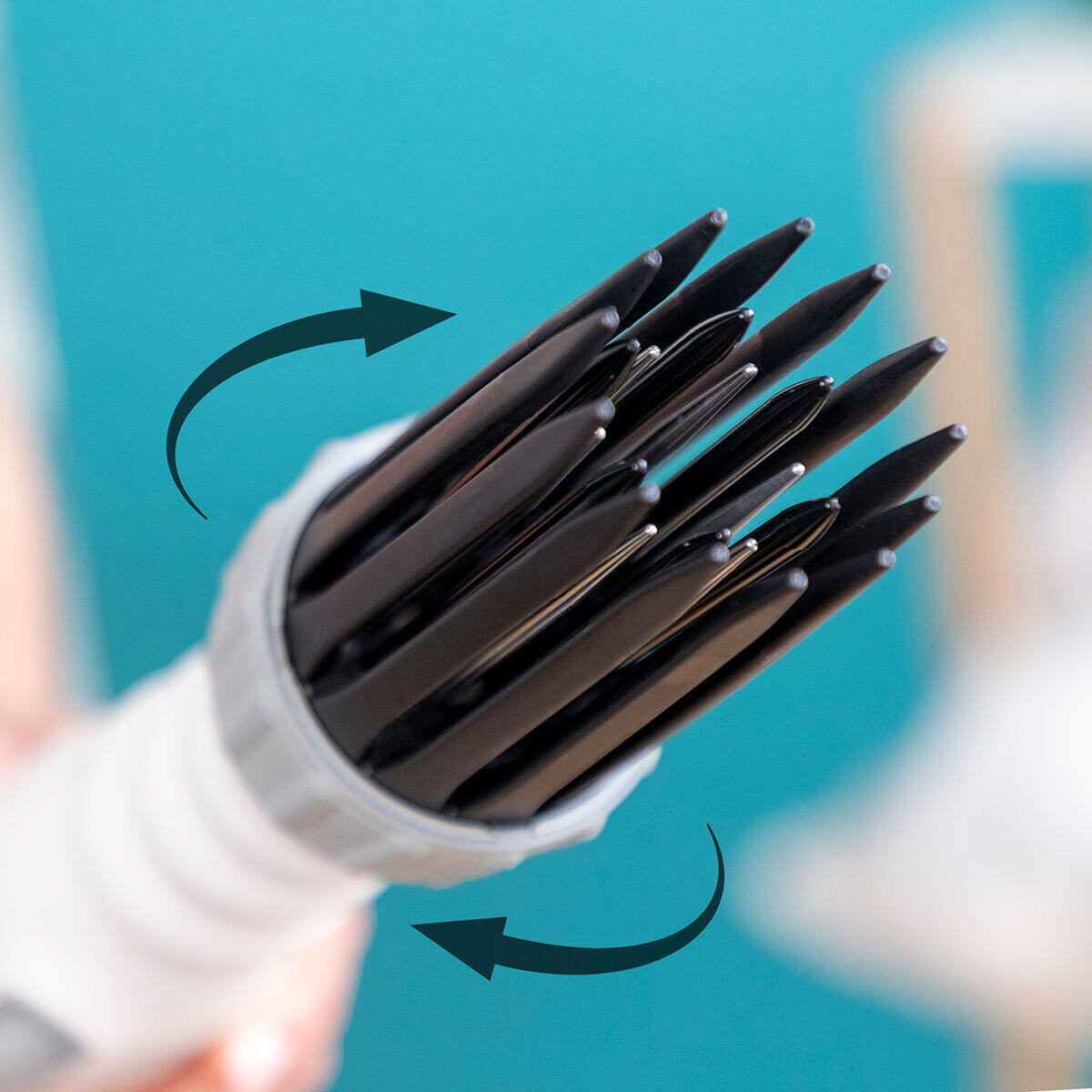 Vista del cabezal moldeador de cabello del Vista del cabezal moldeador de cabello con giro