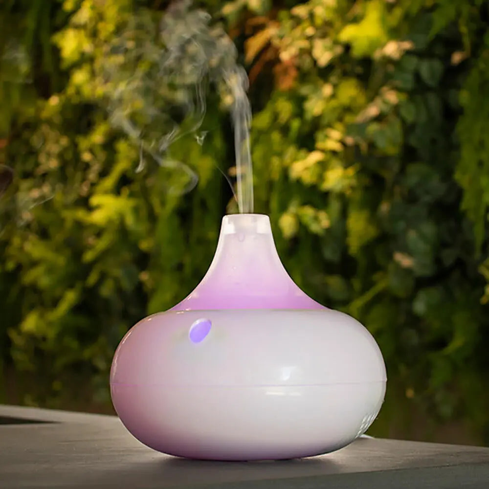 Humidificador Difusor de Aromas WT‑203 con LED Multicolor y 3 Aceites Esenciales – 80 ml Dropea