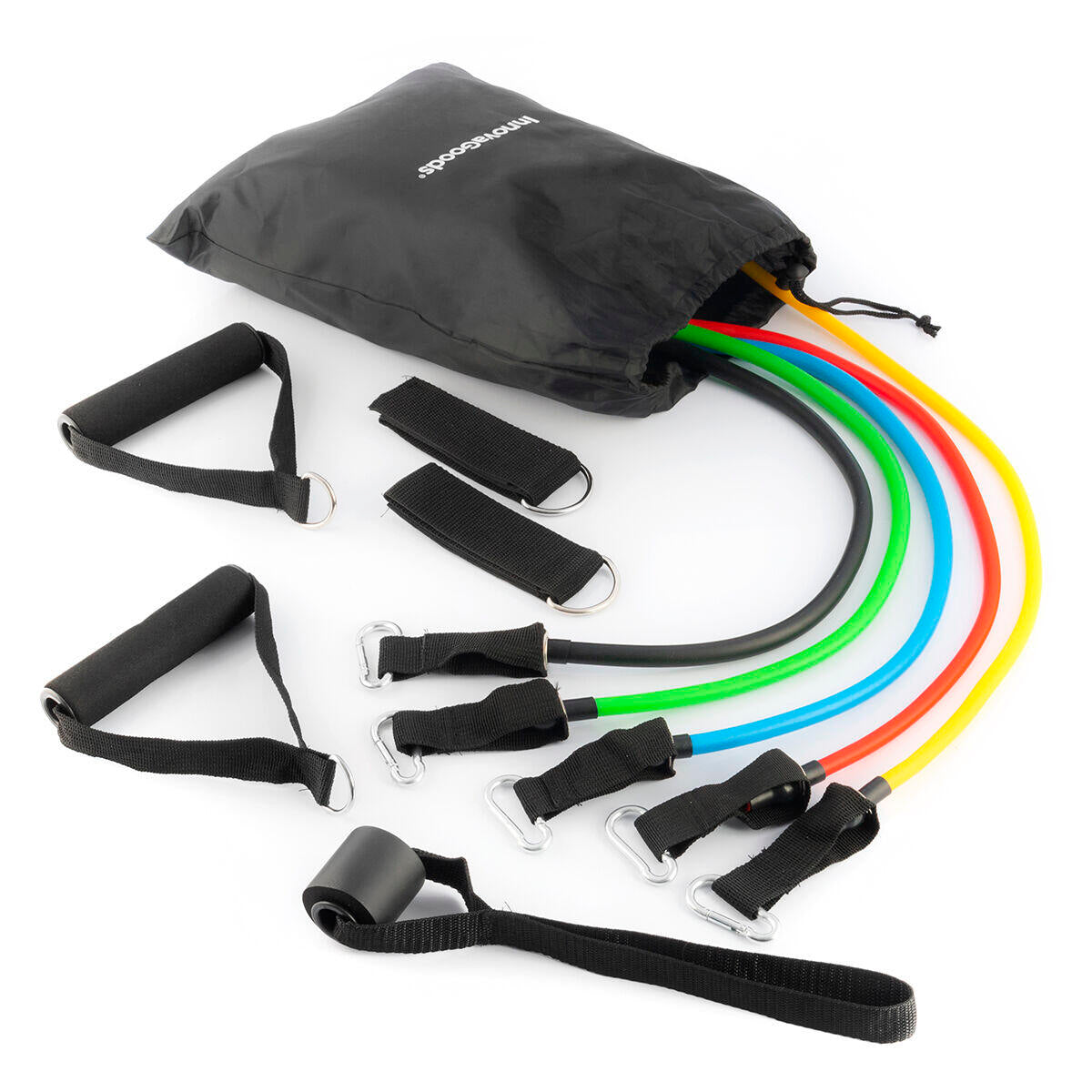 Set de Bandas de Resistencia con Accesorios y Guía de Ejercicios Rebainer 5 Unidades - InnovaGoods
