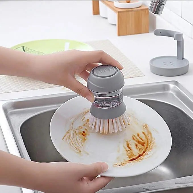 Cepillo para fregar platos con Dispensador de jabón y Soporte secado rápido Gris Dropea