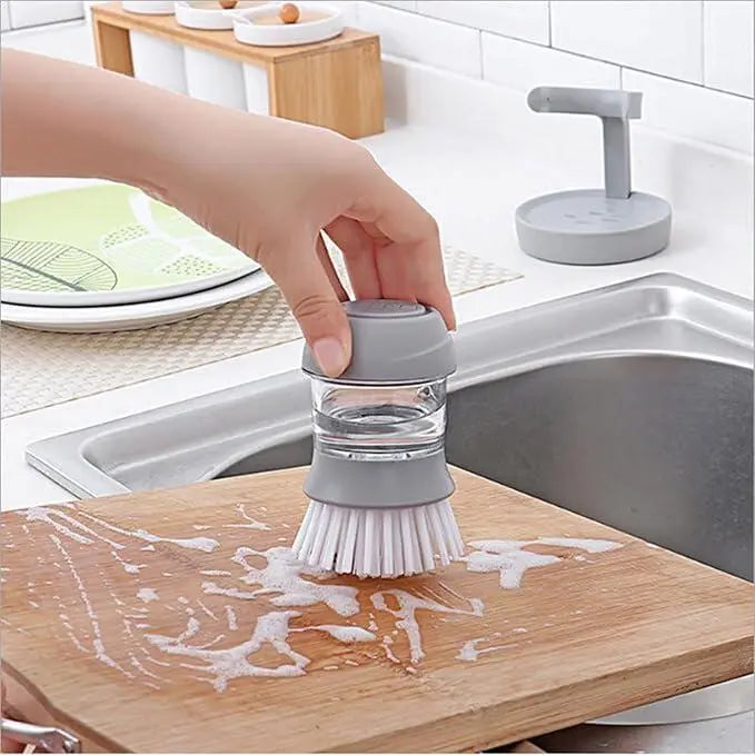 Cepillo para fregar platos con Dispensador de jabón y Soporte secado rápido Gris Dropea