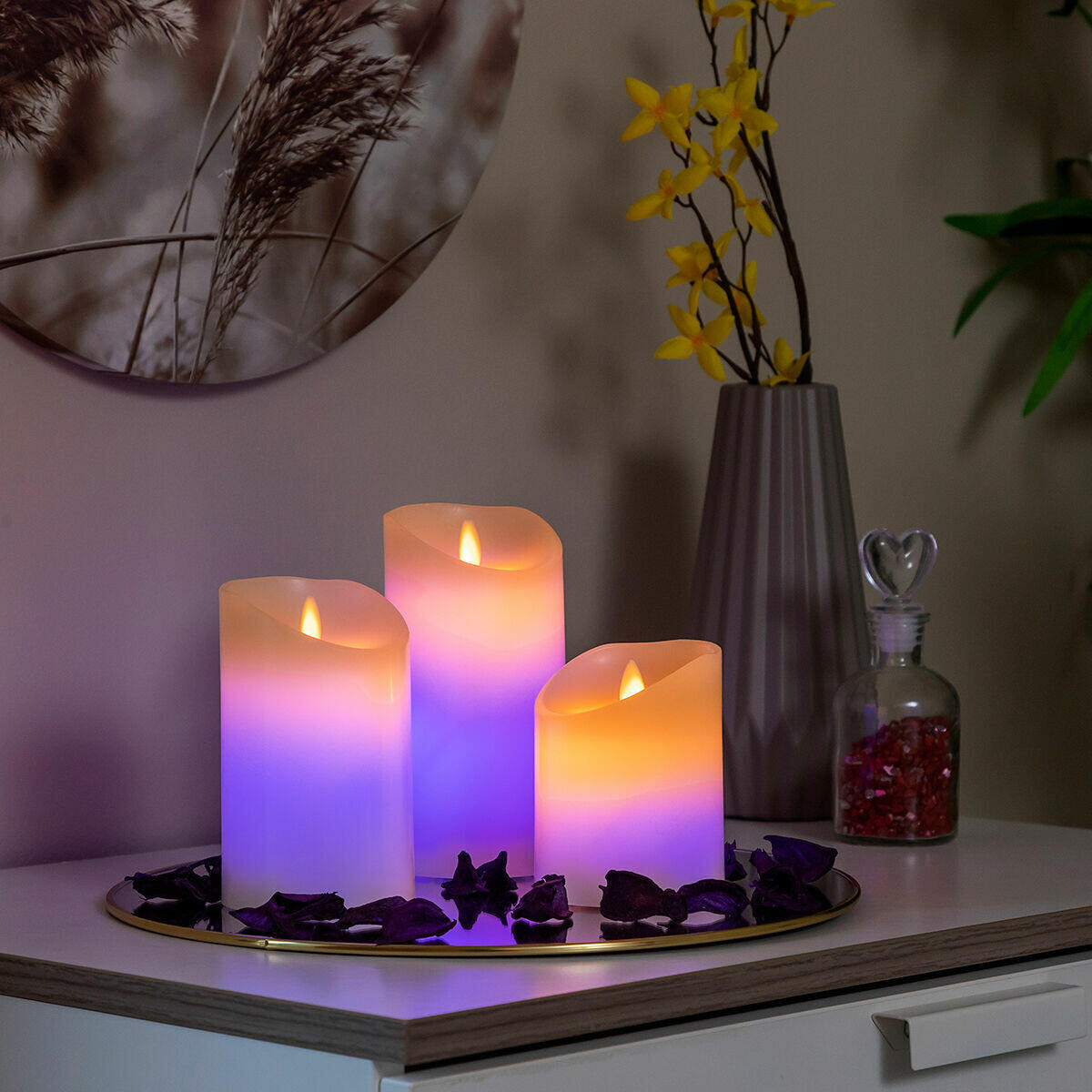 Velas LED Multicolor Efecto Llama con Mando Lendles 3 Unidades - InnovaGoods