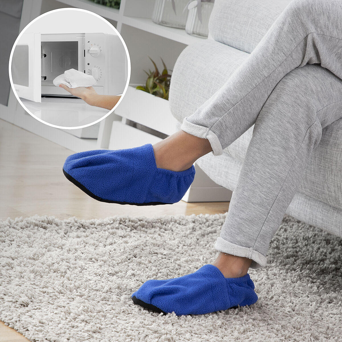 Zapatillas de Casa Calentables en Microondas Azul - InnovaGoods